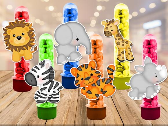 animais e safari- apliques para tubetes - 50 unidades