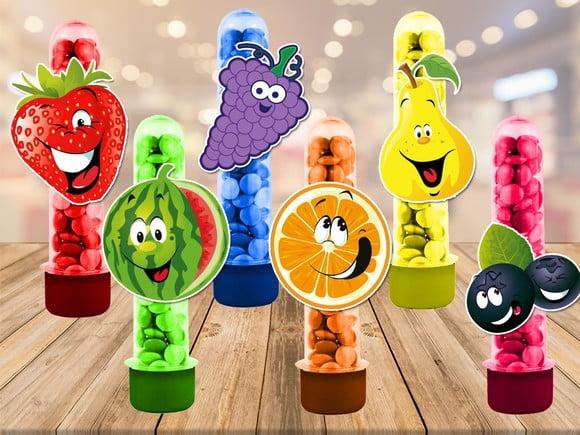 frutas - apliques para tubetes - 50 unidades