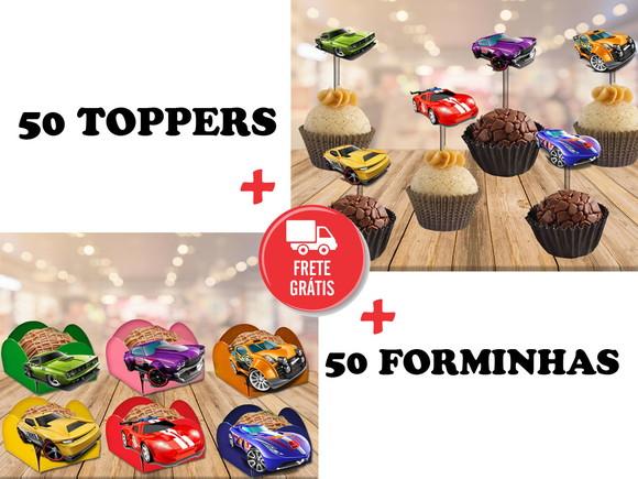 carrinhos - 50 toppers + 50 forminhas