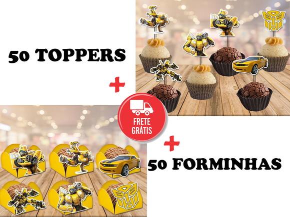 bumblebee - Transforms - 50 toppers + 50 forminhas