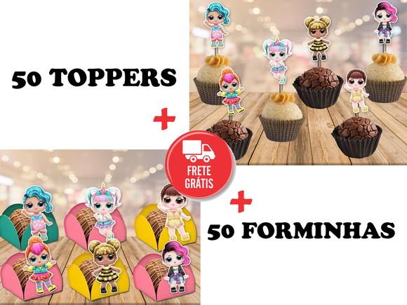 lol surprise: 50 toppers + 50 forminhas