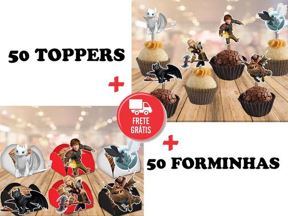 Como treinar o seu dragão 3 - 50 toppers + 50 forminhas