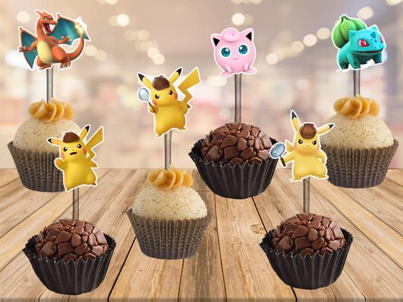 topper pokemon - detetive pikachu - 100 unidades