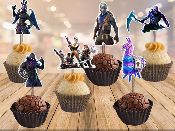 fortnite topper´s de docinhos - 100 unidades