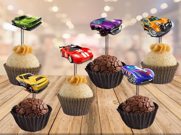 topper carrinhos - 100 unidades