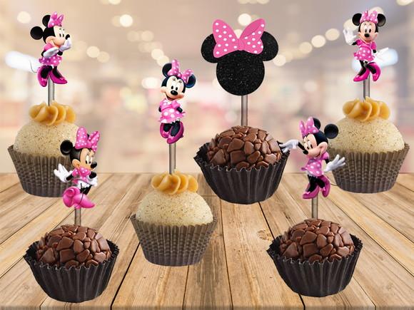 topper minnie rosa - 100 unidades
