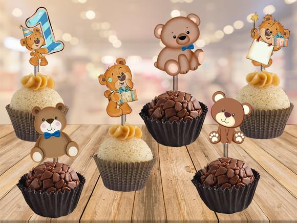 topper urso marron - 100 unidades