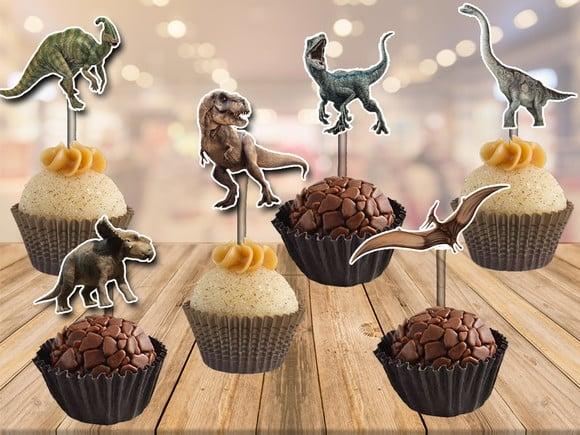 topper dinossauros jurassic world - 100 unidades