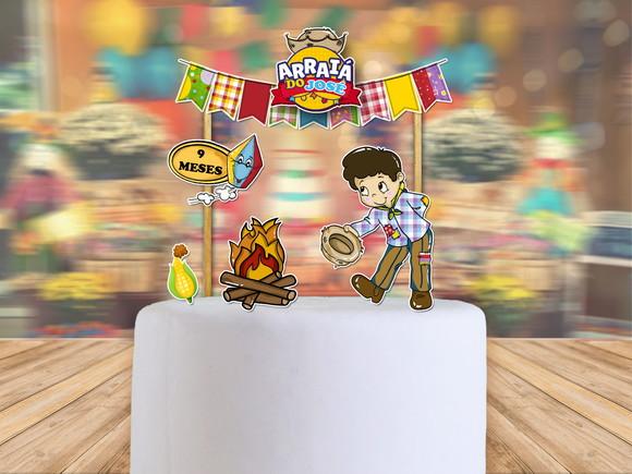Topo de Bolo Arraiá - Festa Junina - Quadrinha