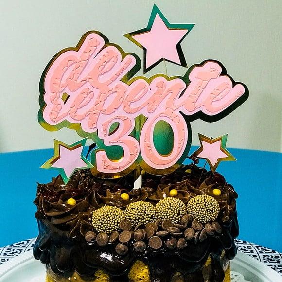Topo de bolo derepente 30 - Frete Grátis