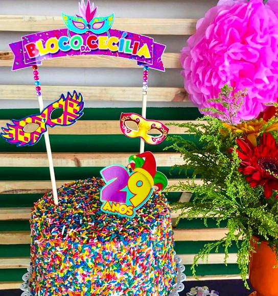 Topper de Bolo Aniversário Carnaval