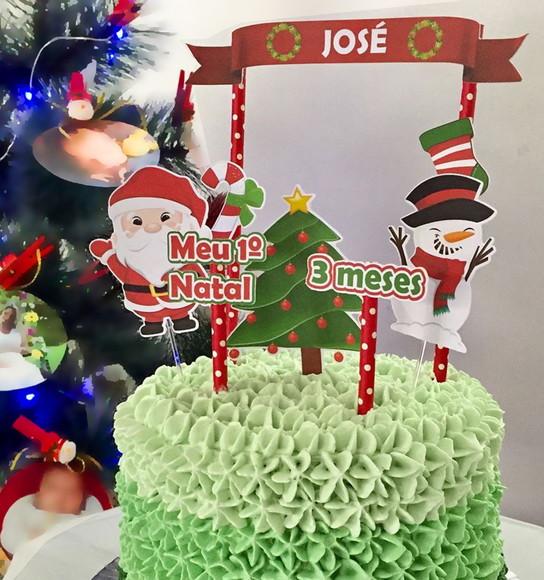 Topo de bolo de natal - mesversário - FRETE GRÁTIS