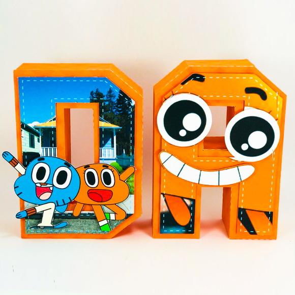 Letras 3d Incrível Mundo de Gumball