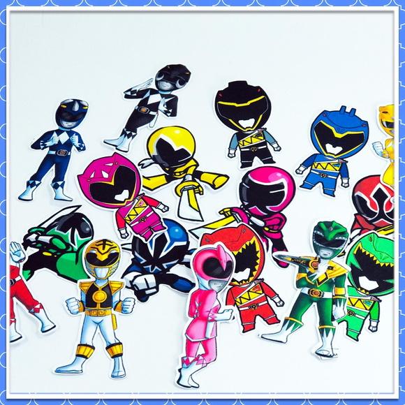Apliques Power Ranger para latinhas e tubetes - 50 unidades