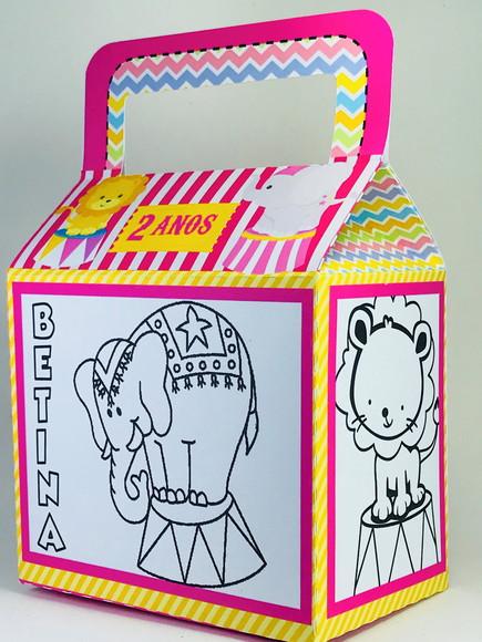 caixa para colorir circo rosa - 10 unidades