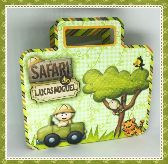 Convite Safari Maleta Pop-up - 10 unidades