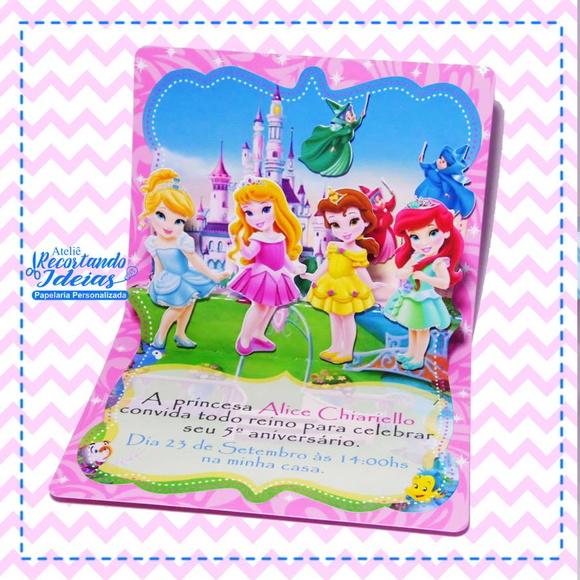 Convite Pop Up Princesas