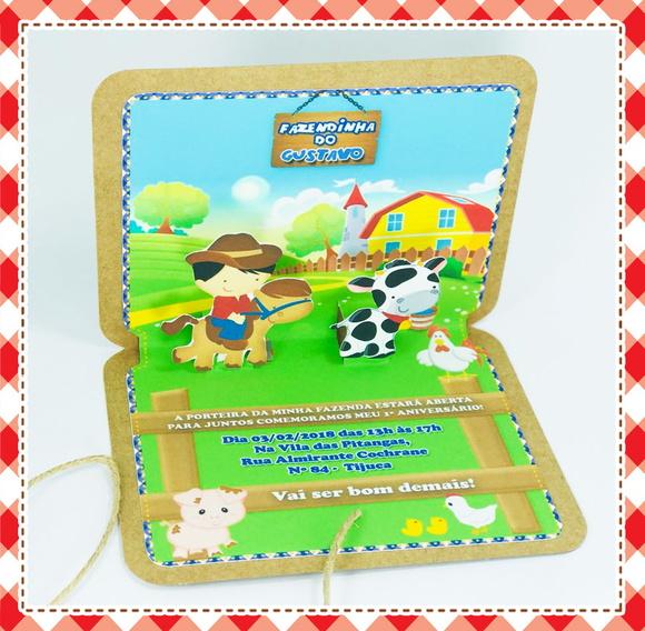 Convite Fazendinha Pop-up
