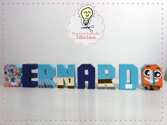 Letras 3d Incrível Mundo de Gumball