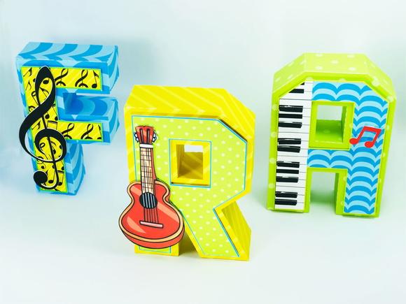 Letras 3d musicas instrumentos e notas musicais