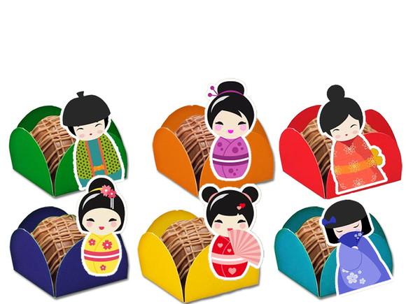 Forminhas para Doces Kokeshi - Bonecas Japonesas