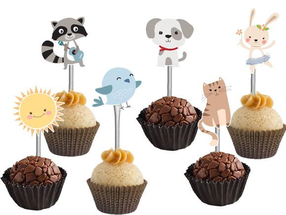 Topper para Docinhos Animais Aquarela