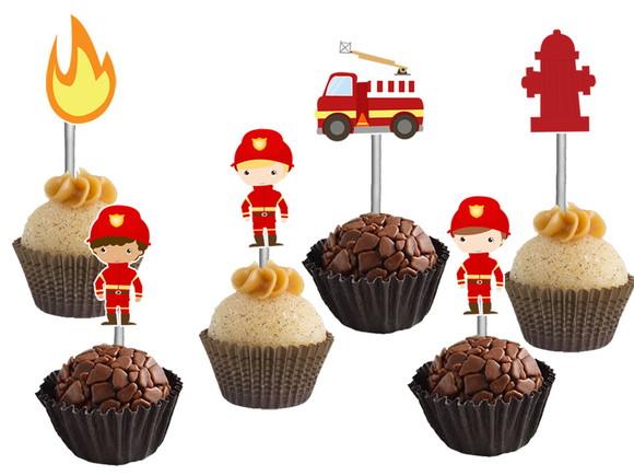 Topper para Docinhos Bombeiros