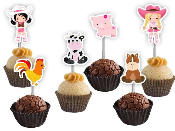 Topper para Docinhos Fazendinha Menina