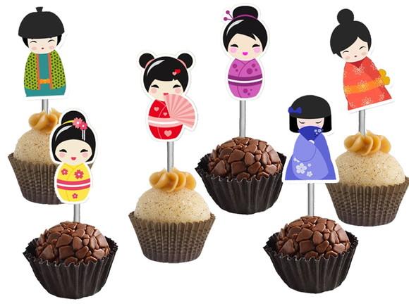 Topper para Docinhos Kokeshi