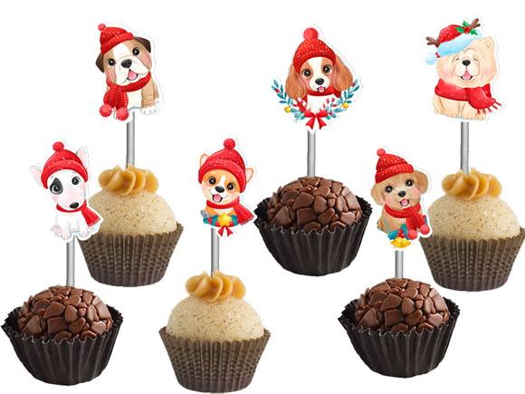 Topper para Docinhos Natal Cachorrinhos