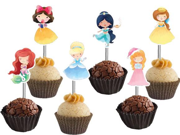 Topper para Docinhos Princesas Aquarela