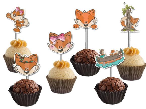 Topper para Docinhos Raposinhas Selva