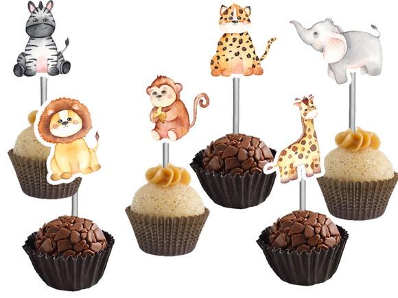 Topper para Docinhos Safari Aquarela