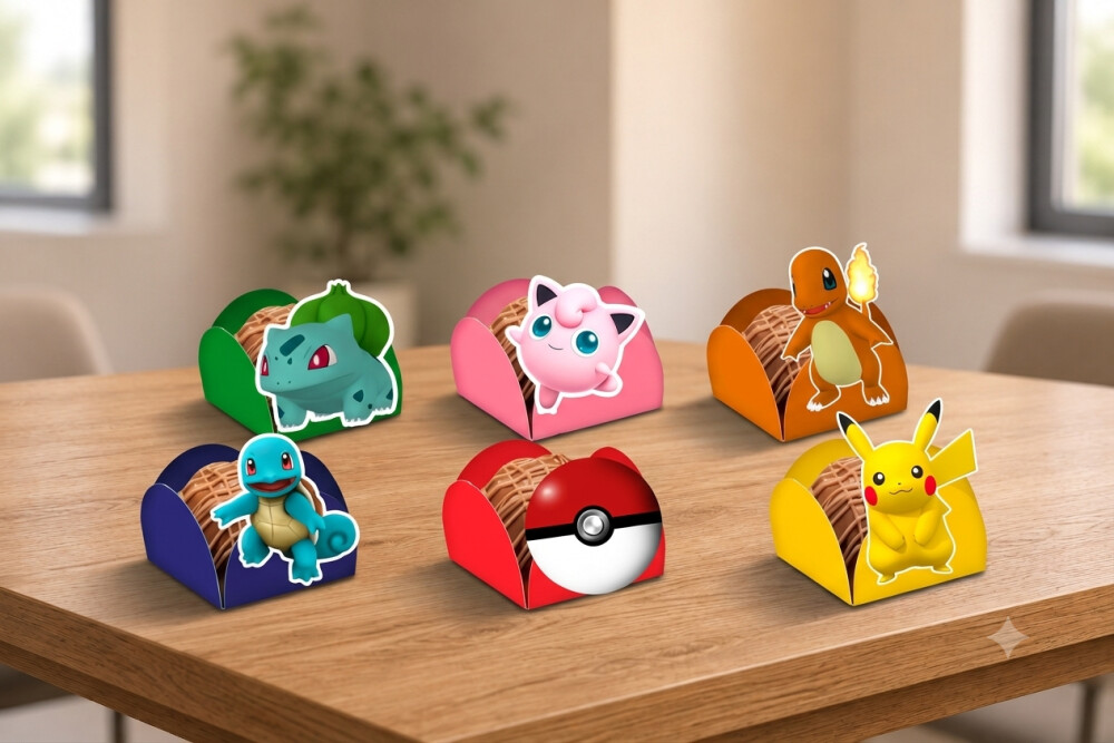 50 Forminhas Para Doces Pokemon Com Apliques Prontas Festa