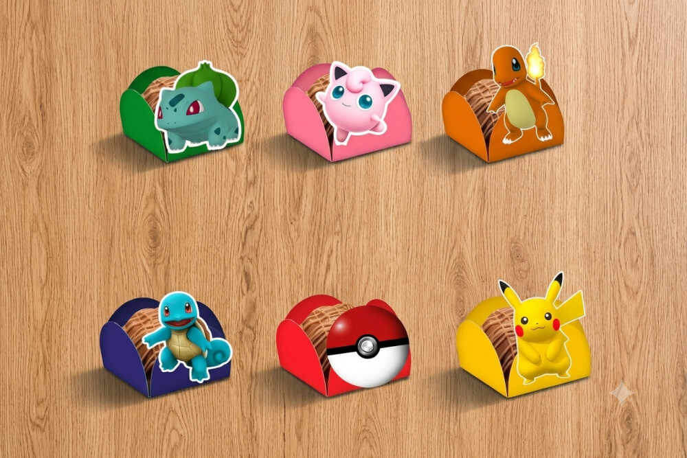 50 Forminhas Para Doces Pokemon Com Apliques Prontas Festa