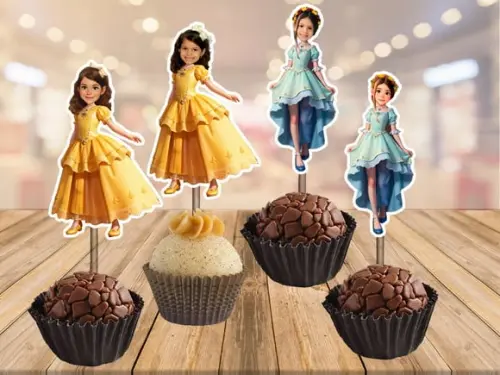 Topper Princesas Personalizado com Sua Foto e Seu Personagem
