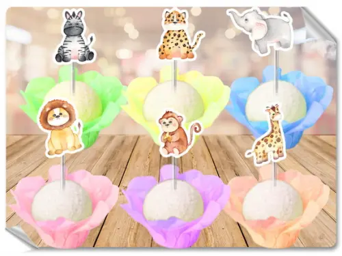 Forminhas Luxo De Seda + Toppers Safari