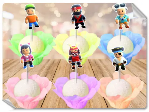 Forminhas Luxo De Seda + Toppers Stumble Guys