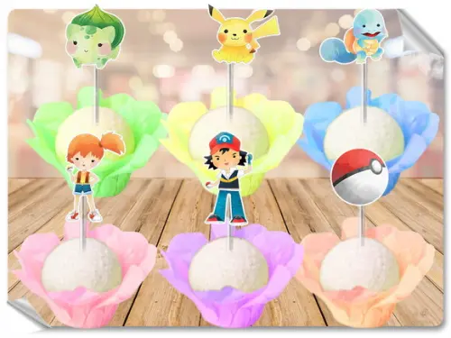 Forminhas Luxo De Seda + Toppers Pokemon