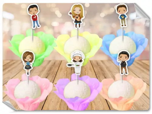 Forminhas Luxo De Seda + Toppers Friends Aquarelado