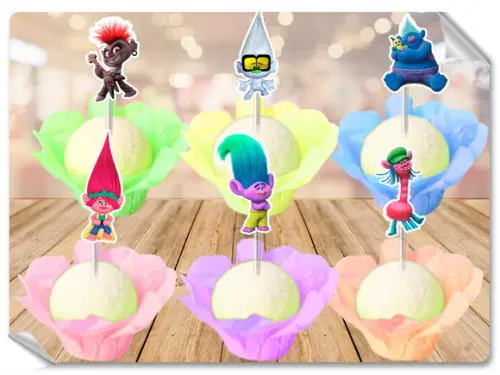 Forminhas Luxo De Seda + Toppers Trolls