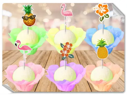 Forminhas Luxo De Seda + Toppers Abacaxi Flamingo