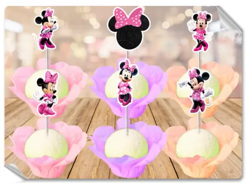 Forminhas Luxo de Seda + Toppers Minnie Rosa