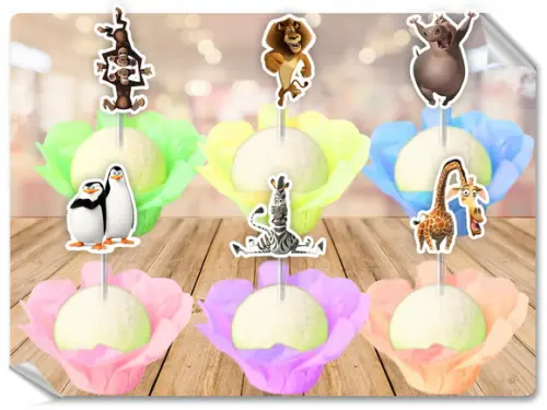 Forminhas Luxo De Seda + Toppers Madagascar