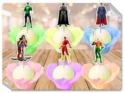 Forminhas Luxo De Seda + Toppers Liga Da Justiça