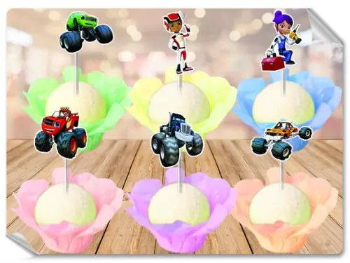 Forminhas Luxo De Seda + Toppers Blaze Monster Machine
