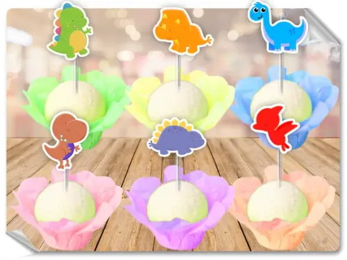 Forminhas Luxo De Seda + Toppers Dinossauros Baby