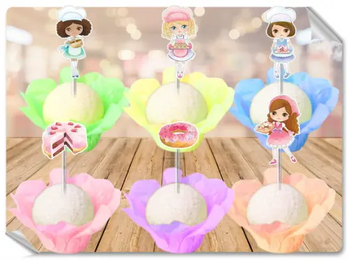 Forminhas Luxo De Seda + Toppers Confeitaria