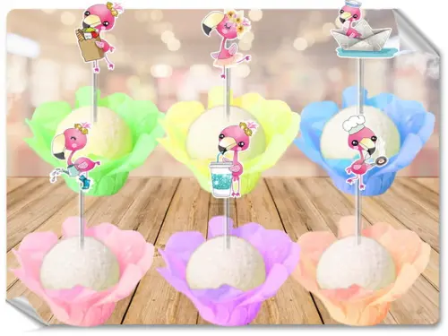 Forminhas Luxo De Seda + Toppers Flamingos