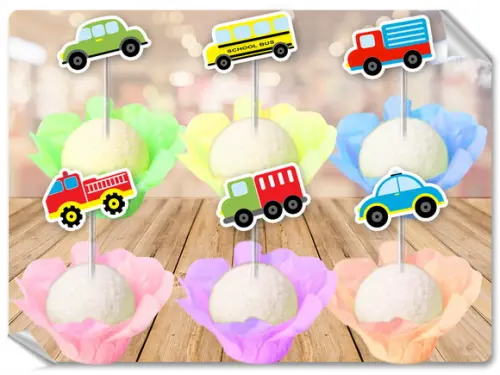 Forminhas Luxo De Seda + Toppers Carrinhos